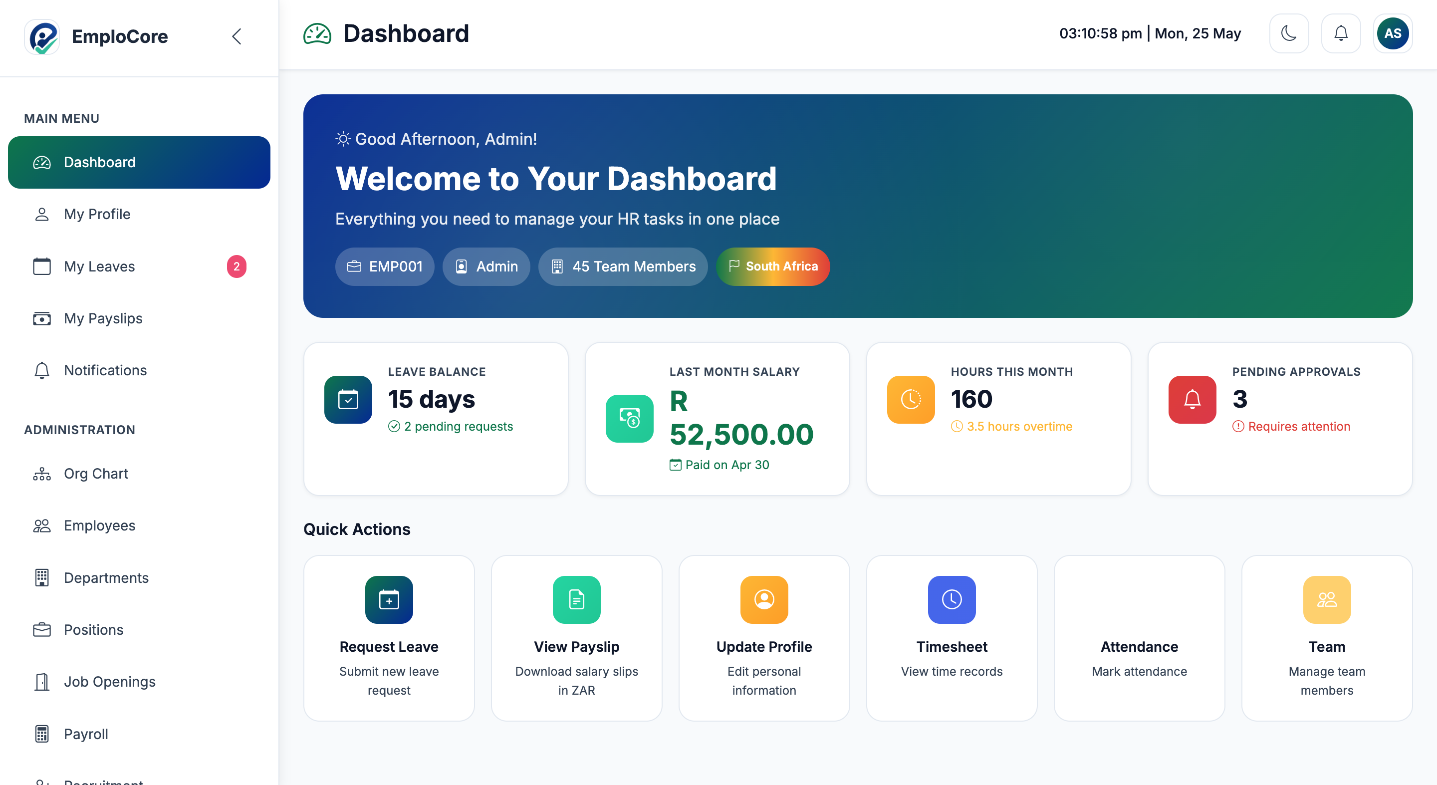 EmploCore Dashboard Preview
